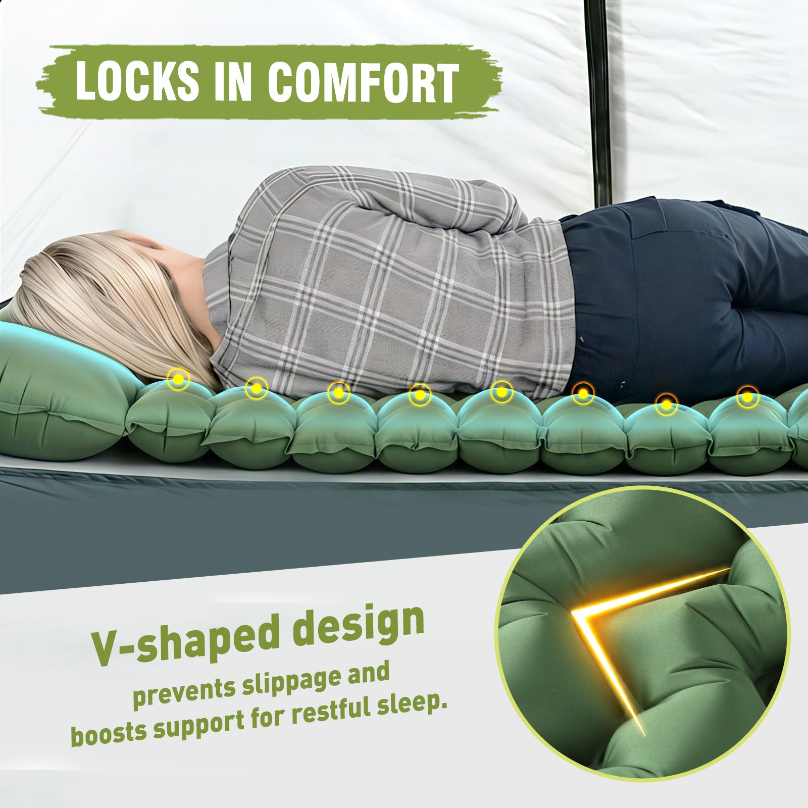 Elegear Matelas Gonflable Camping 1 Personne, Matelas Auto-gonflant Ultraléger avec Pompe à Pied et Oreiller Résistant à l'eau Portable et Compact Tapis Camping pour Tente Plage Trekking, 197x67x10cm