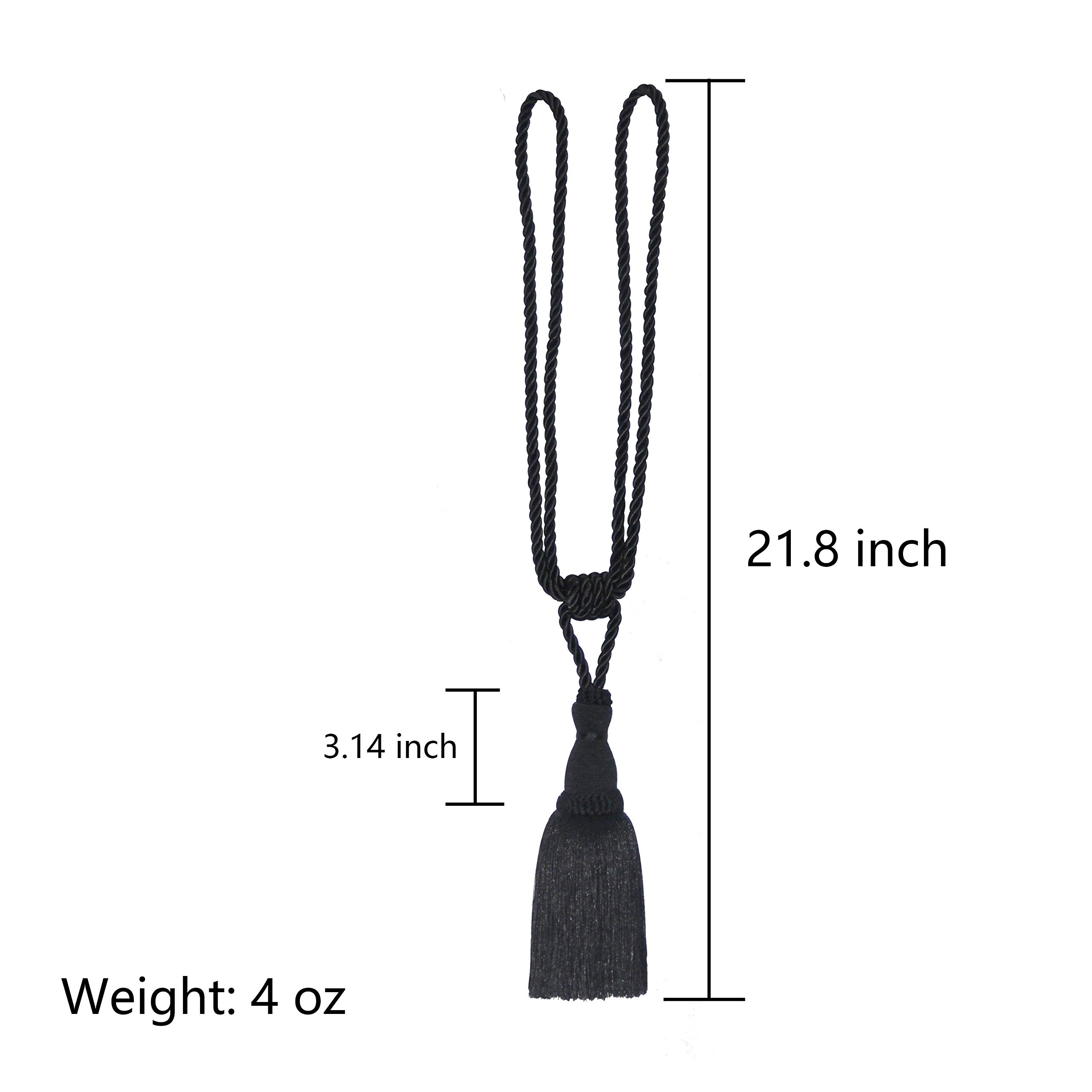 embrasses de Rideaux Attaches décoratives élégantes à Pompons for Rideaux(Black,4pcs)