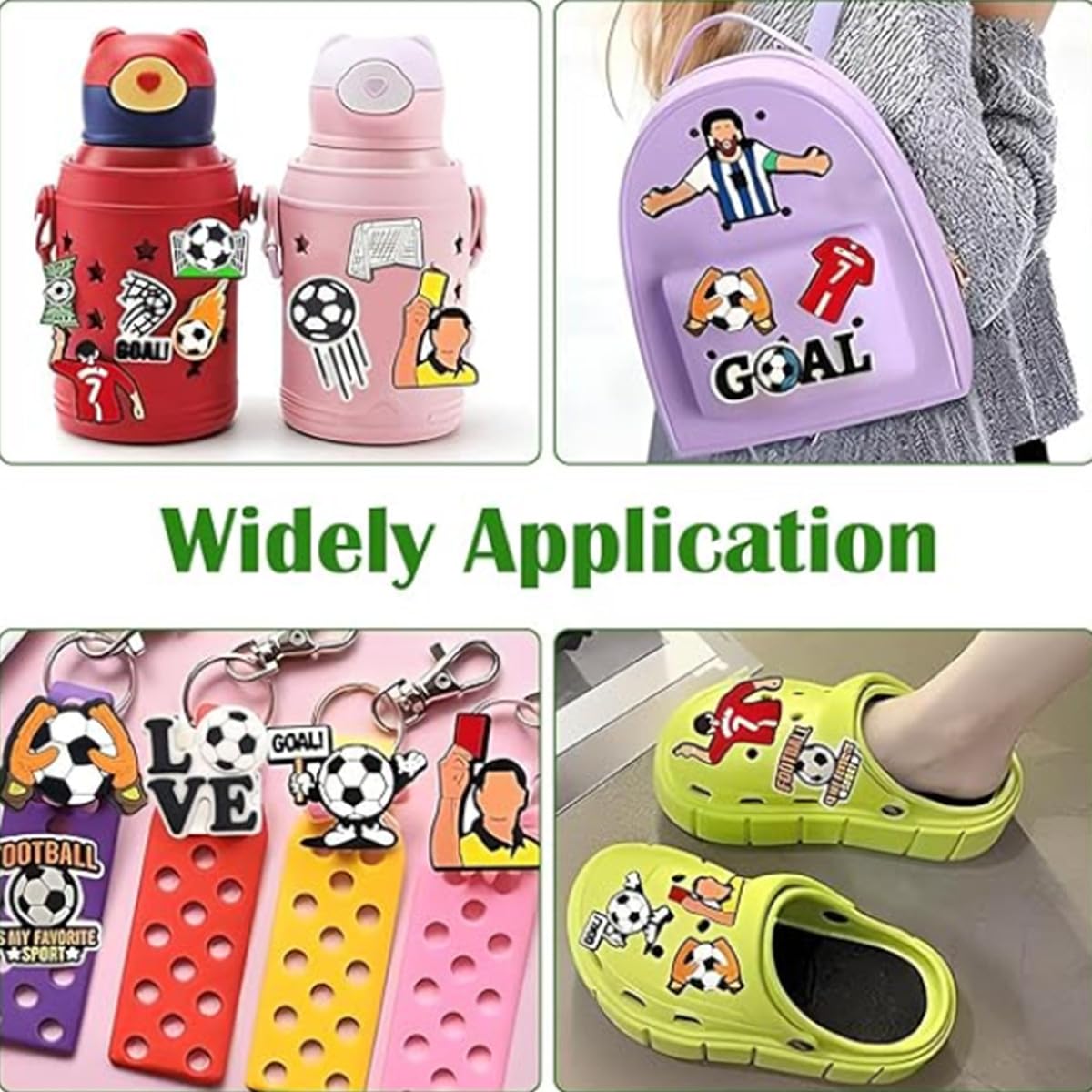 Dijes para zapatos 18 piezas, decoraciones para sandalias zueco, fútbol, pulseras, bricolaje