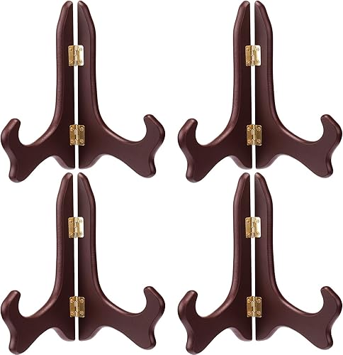 Miniatura 1 de Tatuo Paquete de 4 caballetes de madera para soporte de placa (5 pulgadas, rojo)