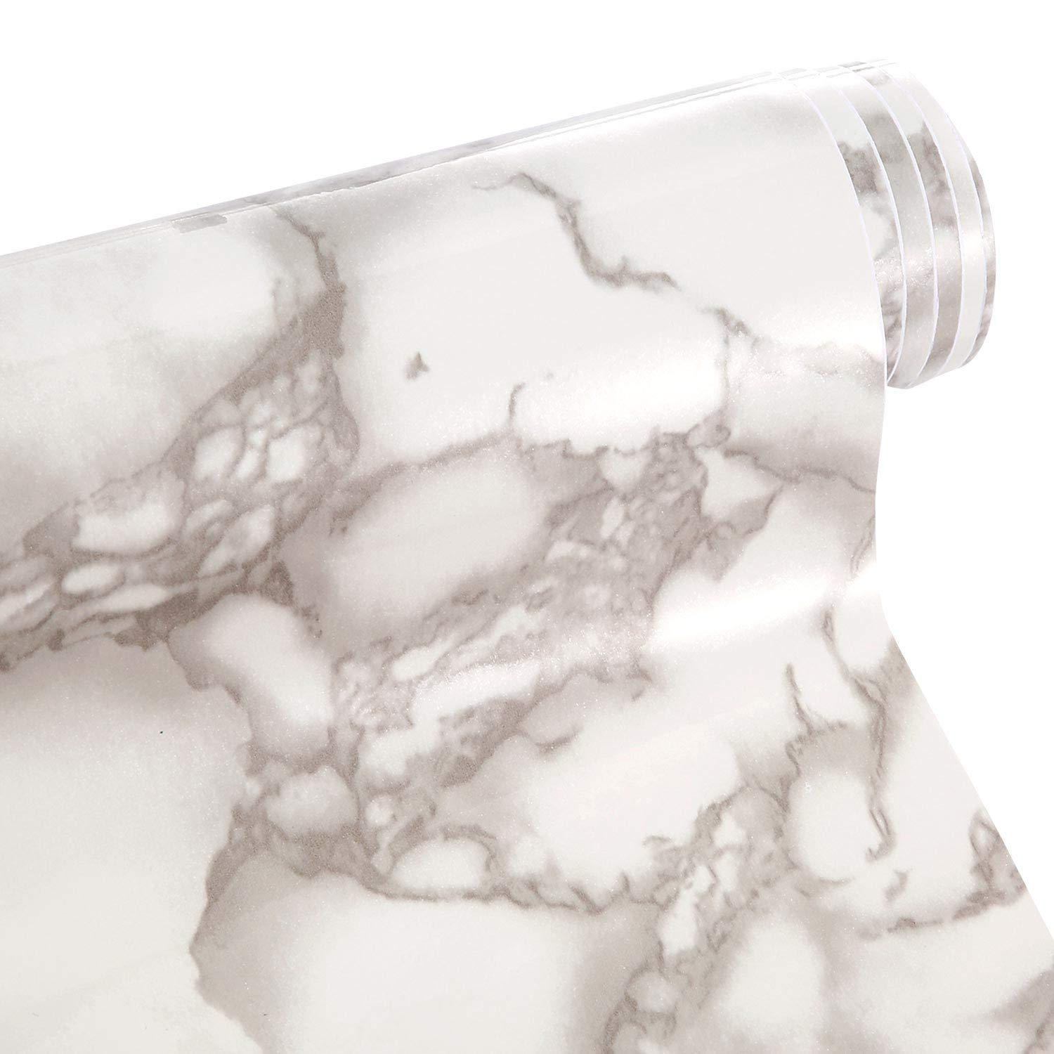 16 by 120 Inch Roll Marble Effect Contact Paper Gray and White Granite Look Roll Waterproof PVC Self Adhesive Film for Kitchen Countertop Cabinet Furniture Is Renovated