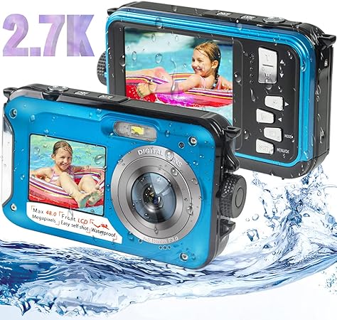 waterproof digital camera underwater camera full hd 2 7k 48mp waterproof camera with dual screen 16x digital zoom flashlight