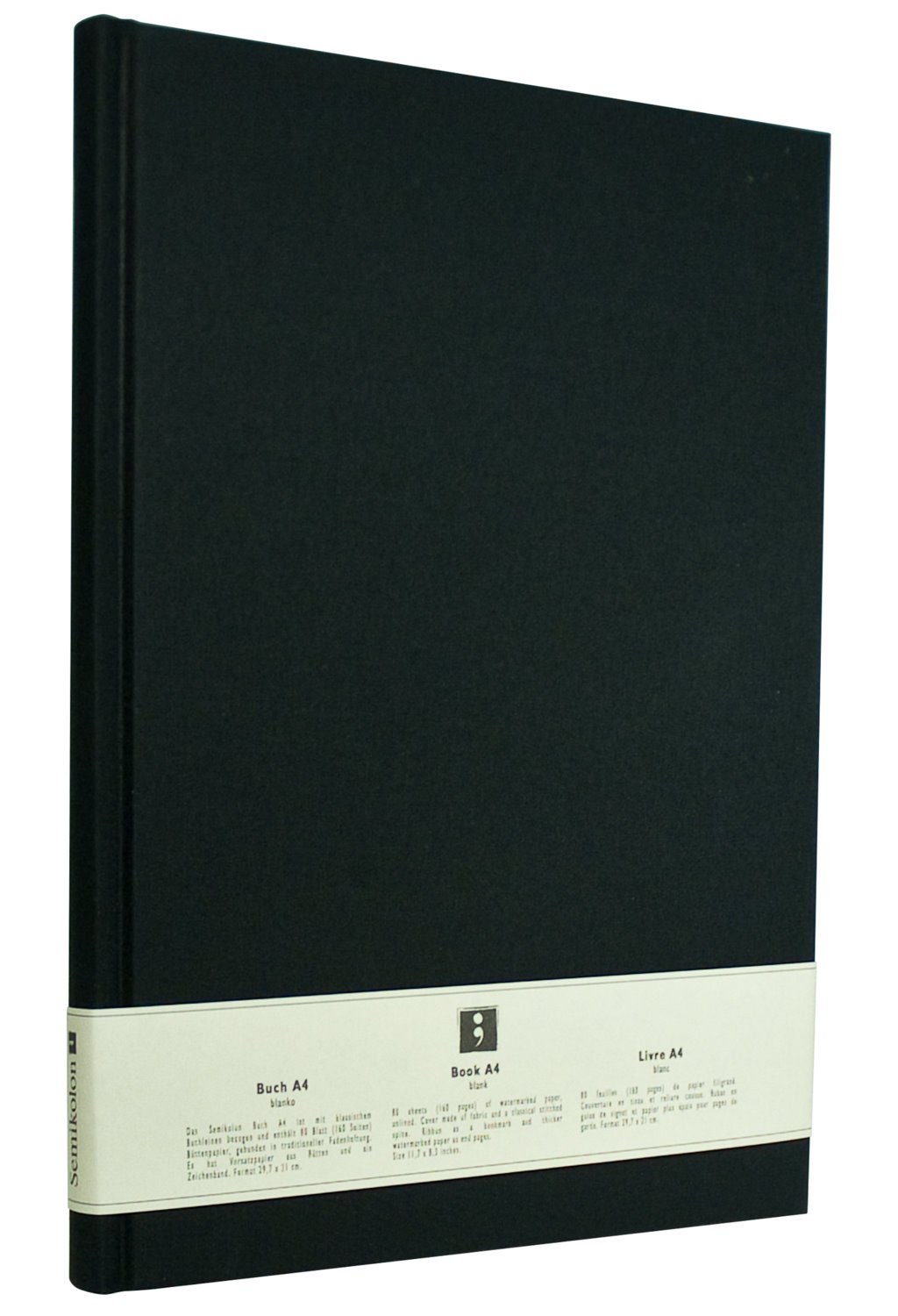 Semikolon 351236 Notizbuch Classic A4 blanko - 176 Seiten, cremeweißes Papier - Lesezeichen - black schwarz