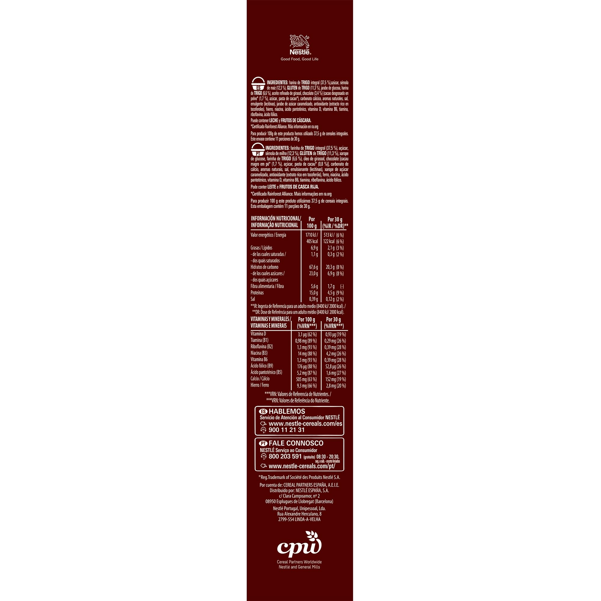 Cereales Nestlé Lion Proteína, Cereales integrales con chocolate y caramelo, 7 estuches de 340g