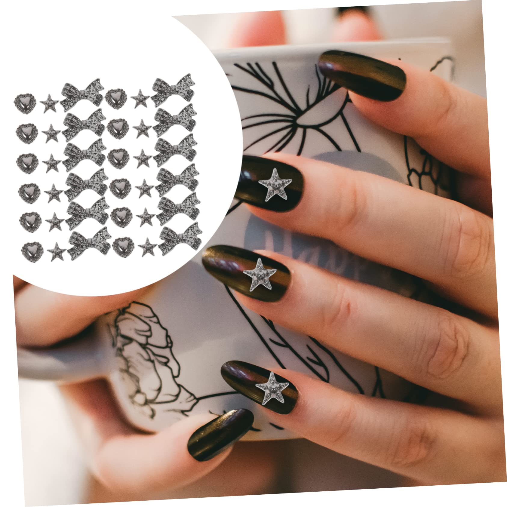 5 Set Accessori Per Unghie Decorazione Delle Unghie Uv Unghia Fabbricazione Dito Kit Unghie Decorazioni Per Unghie Strumento Decorativo Per Unghie Lega Argento 30 Pezzi * 5