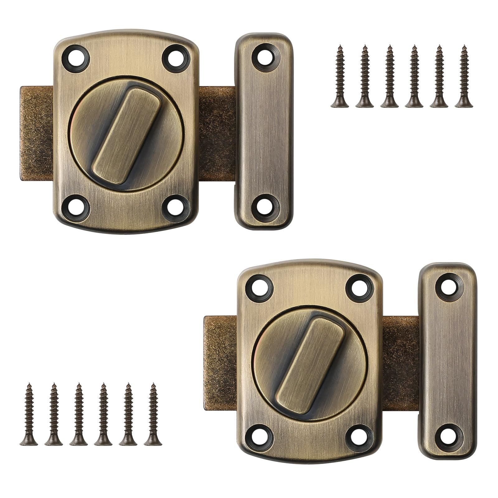 Lot De 2 Fermoirs Anciens Pour Armoire - Loquet Droit - Bronze - 33x28mm