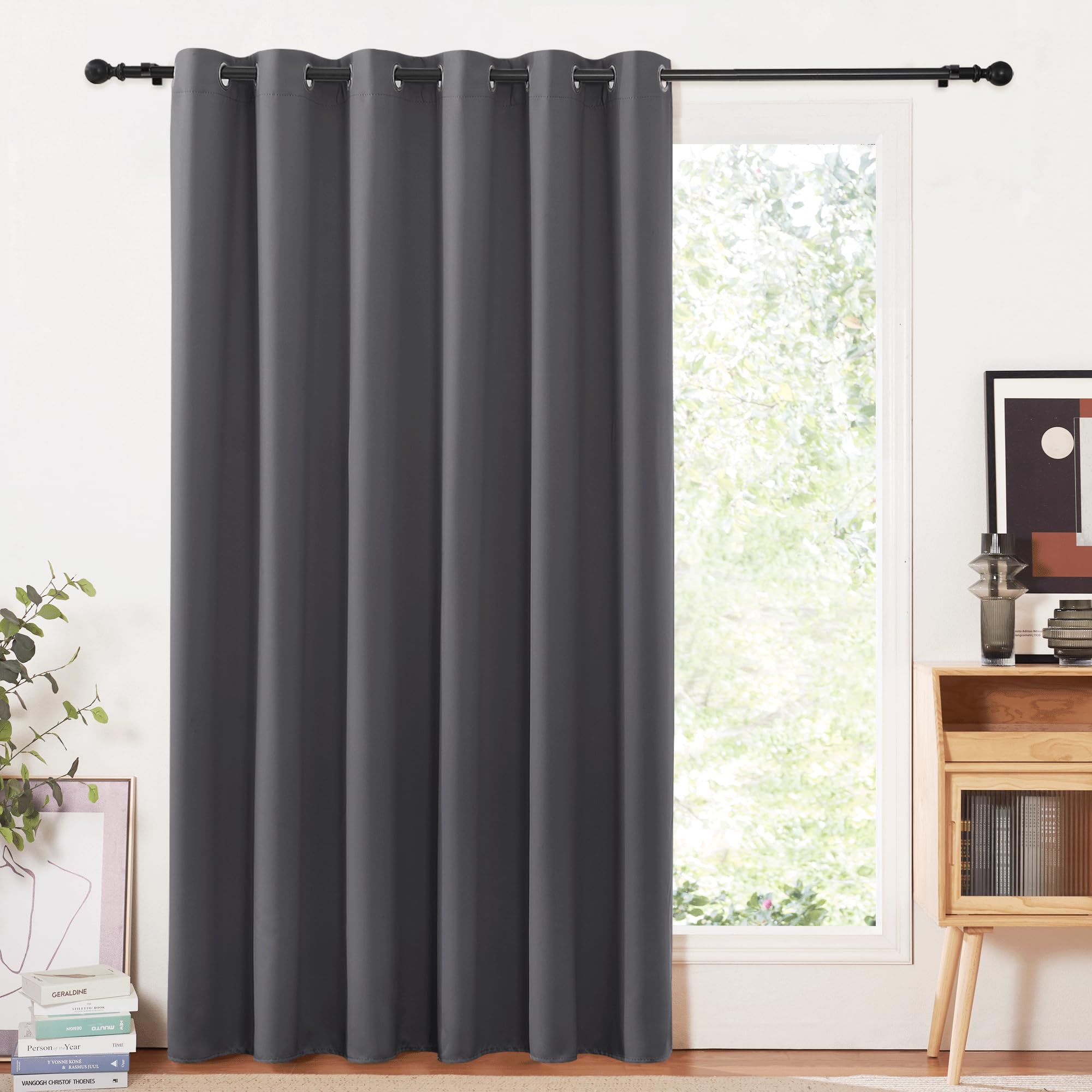 PONY DANCE Tende Camera da Letto Oscuranti con Occhielli per Casa Curtain Termica Moderne Divisorie per Armadio Aperto 1 Pannello L 200 x A 210 cm, Grigio