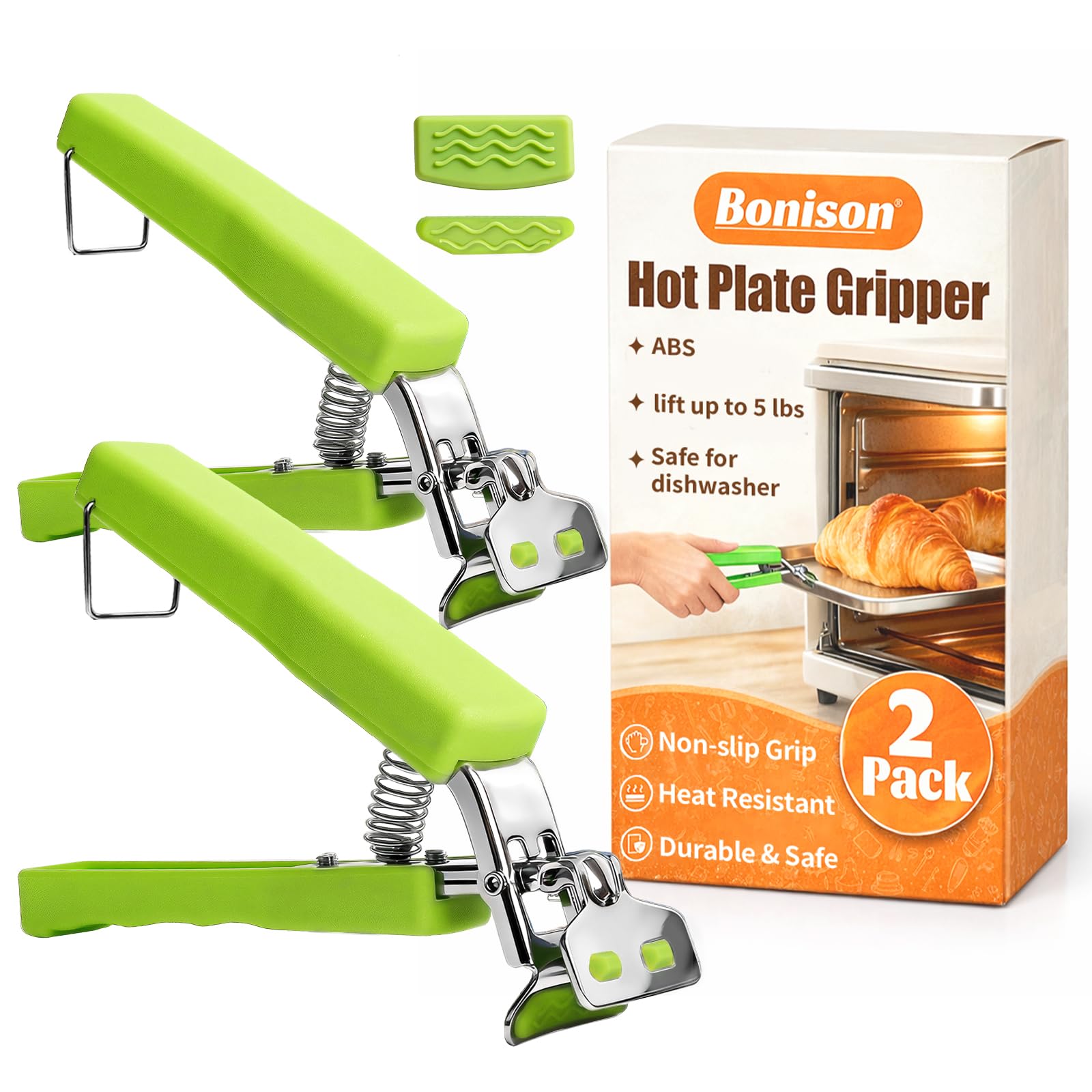 Bonison Set of Two Gripper Clips for Moving Hot Plate or Bowls with Food Out, From Instant Pot, Microwave, Oven, Air Fryer. Accessory for Lifting Insta Pot Inner Liner.
