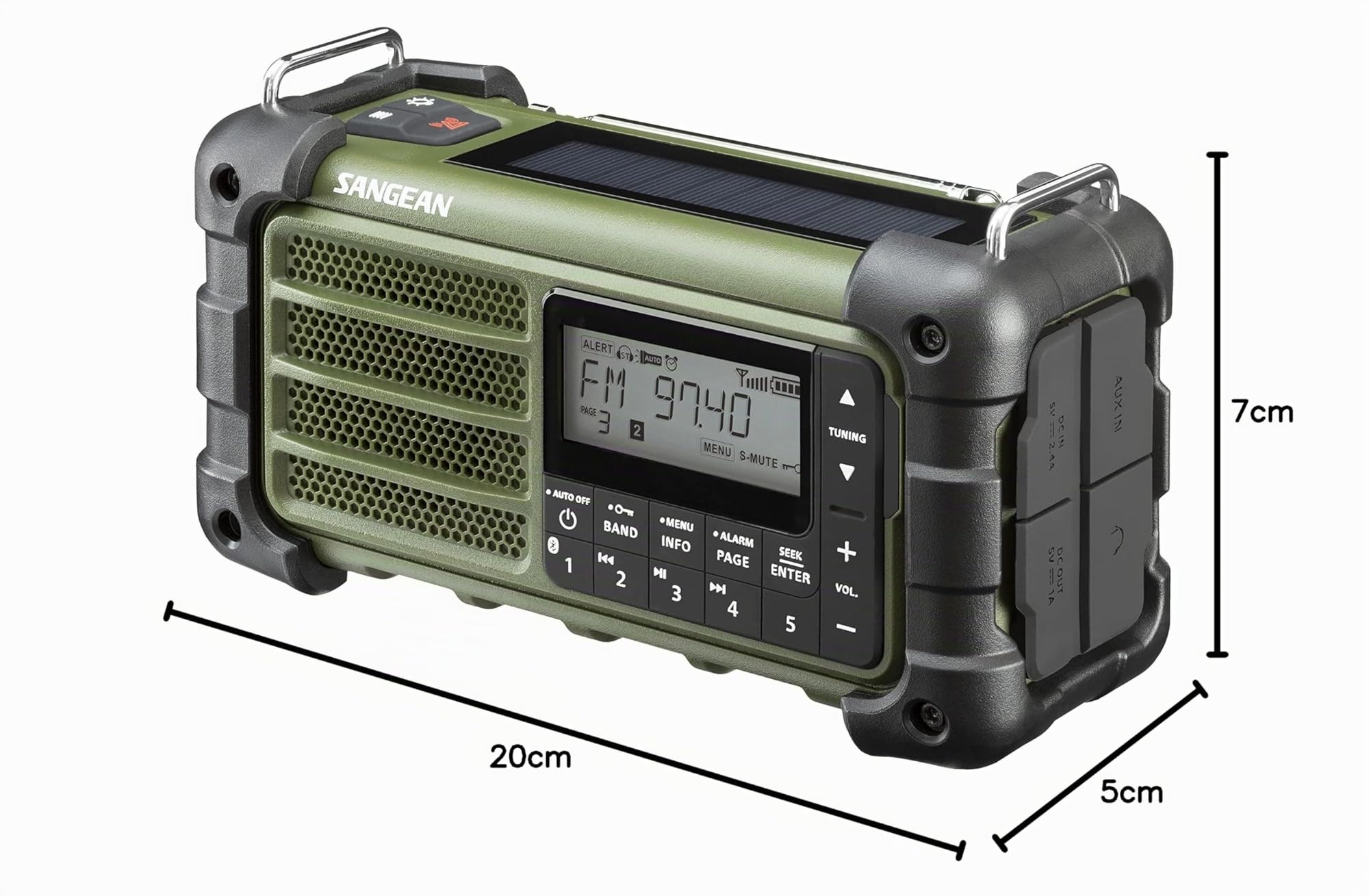 Sangean MMR-99 Radio d'extérieur FM, Radio d'urgence, Panneau Solaire Bluetooth®, résistant aux éclaboussures, St