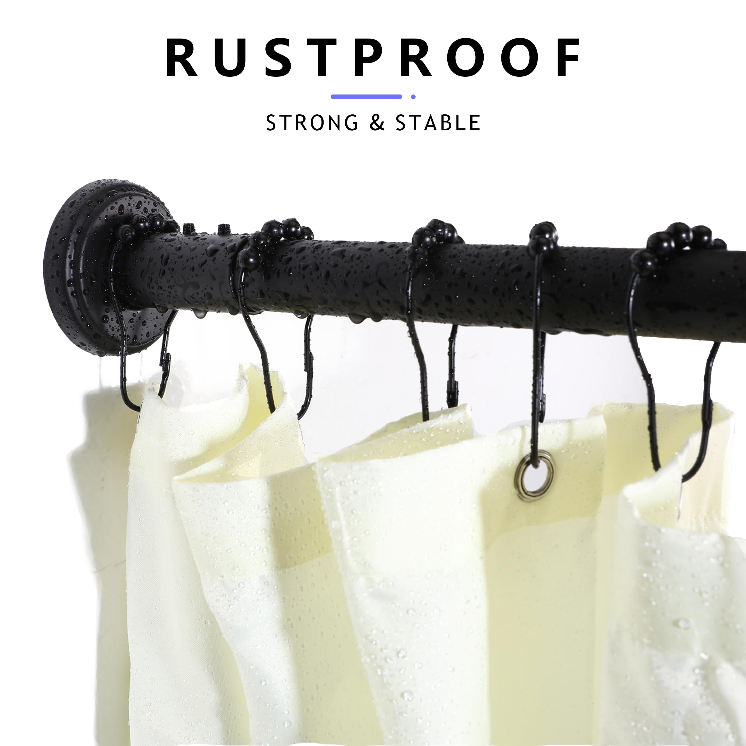 YOFOQ Shower Curtain Rail, U-Shaped, Adjustable Shower Curtain Rod 75x190x75 cm - Image 4
