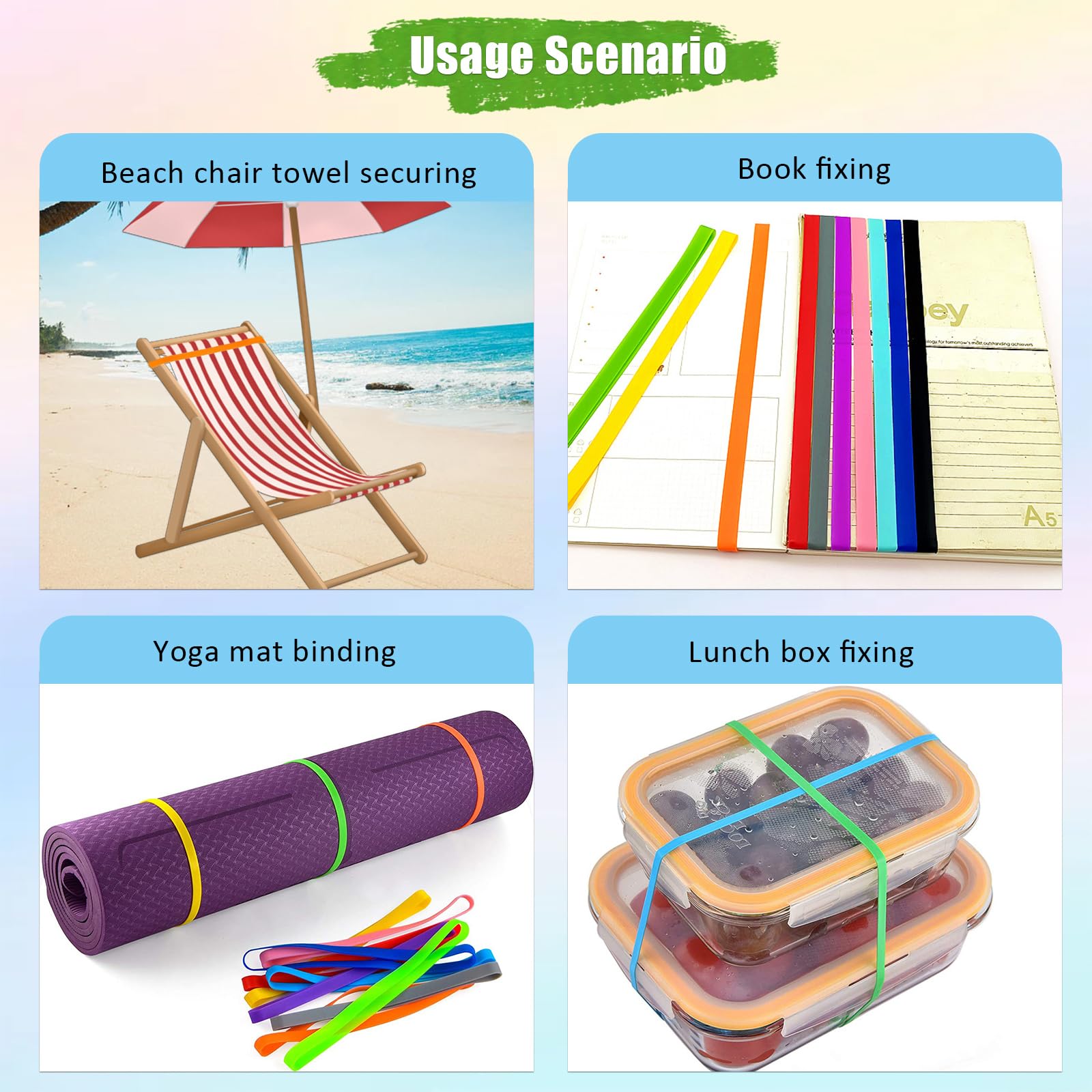 Sicheii 6Pcs Towel Bands, Windproof Silicone Towel Bands for Beach Chairs Cruise Elastic Towel Clips Holder - Image 2