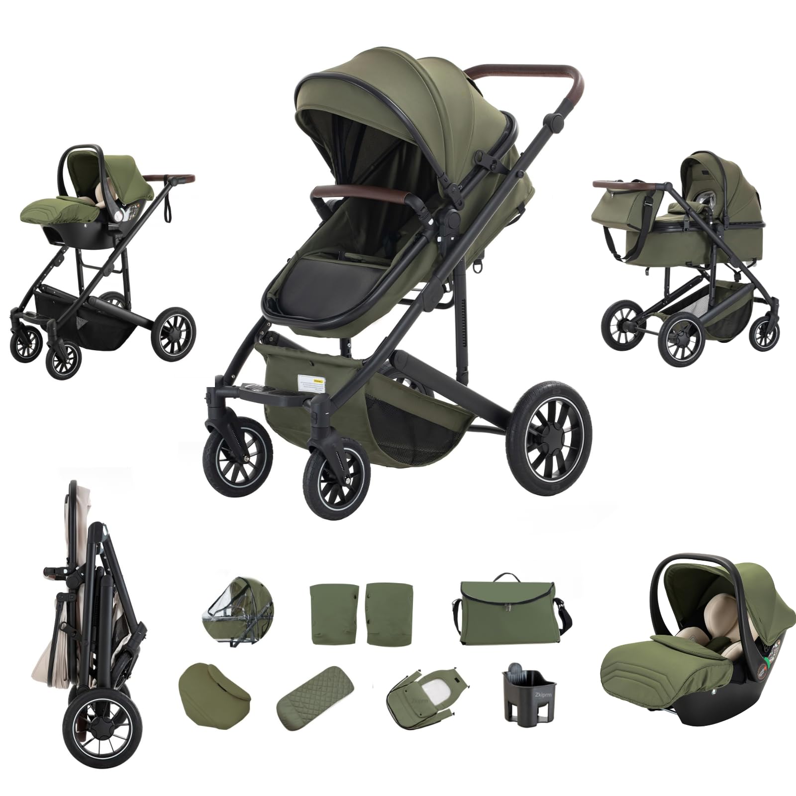 Poussette 3-en-1 Système de Voyage Siège Auto Châssis Aluminium 0-4 Ans