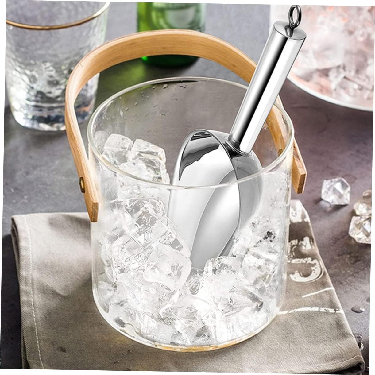 Sturdy Stainless Steel Ice Scoop Multi-function Reusable Food Scoop for Ice Sugar and Candy Wear-resistant Kitchen Tool for Parties and Home Use