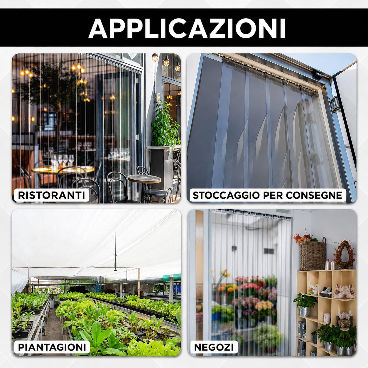Tenda a Strisce in PVC Trasparente 152x244 cm Tenda Industriale Impermeabile e Resistente per Celle Frigorifere, Magazzini, Garage e Porte Commerciali Facile da Installare