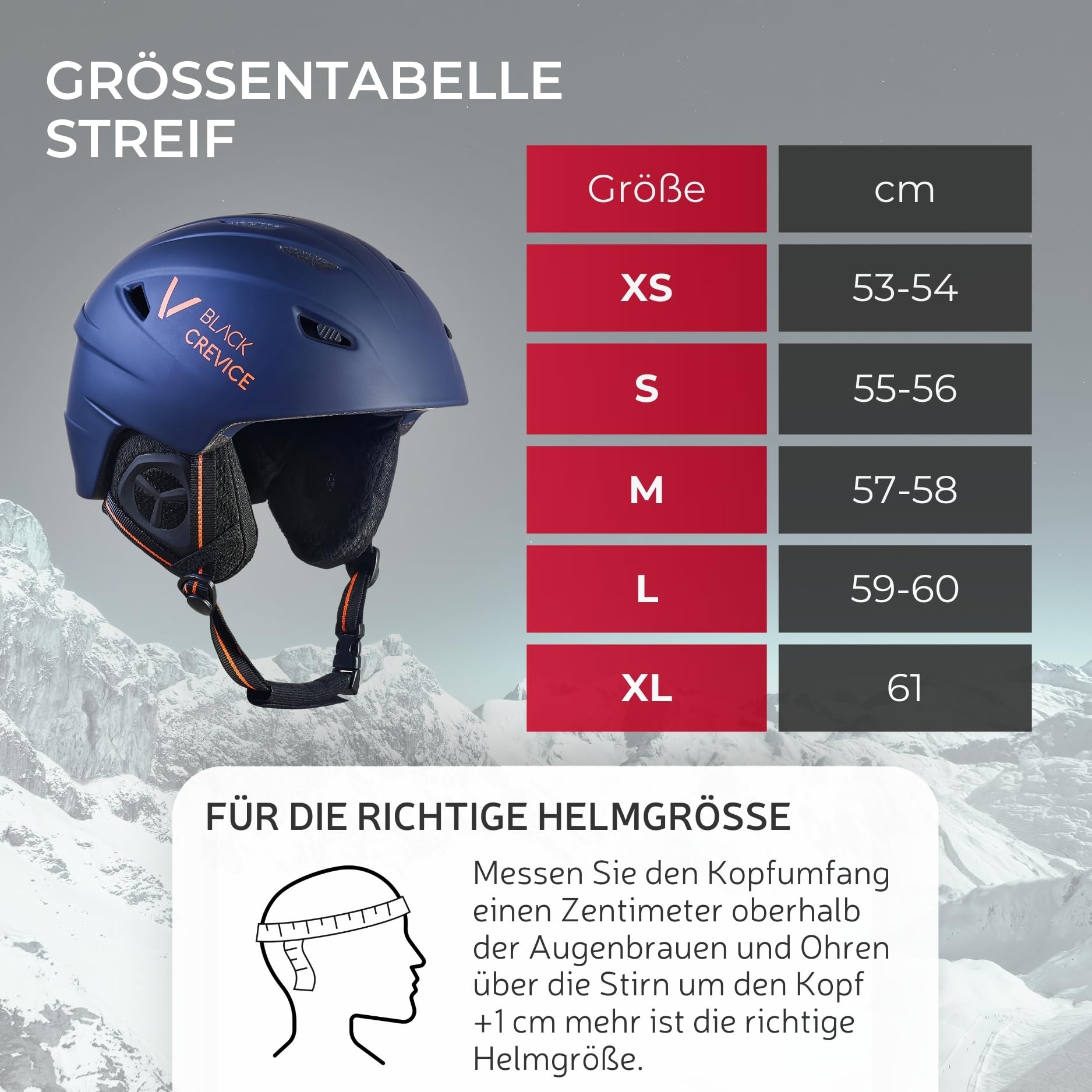 BLACK CREVICE Skihelm Streif I Stoßfester Skihelm in sportlichem Design I Skihelm Herren & Damen I Snowboard-Helm I Atmungsaktiver Ski-Helm I Größenverstellbar