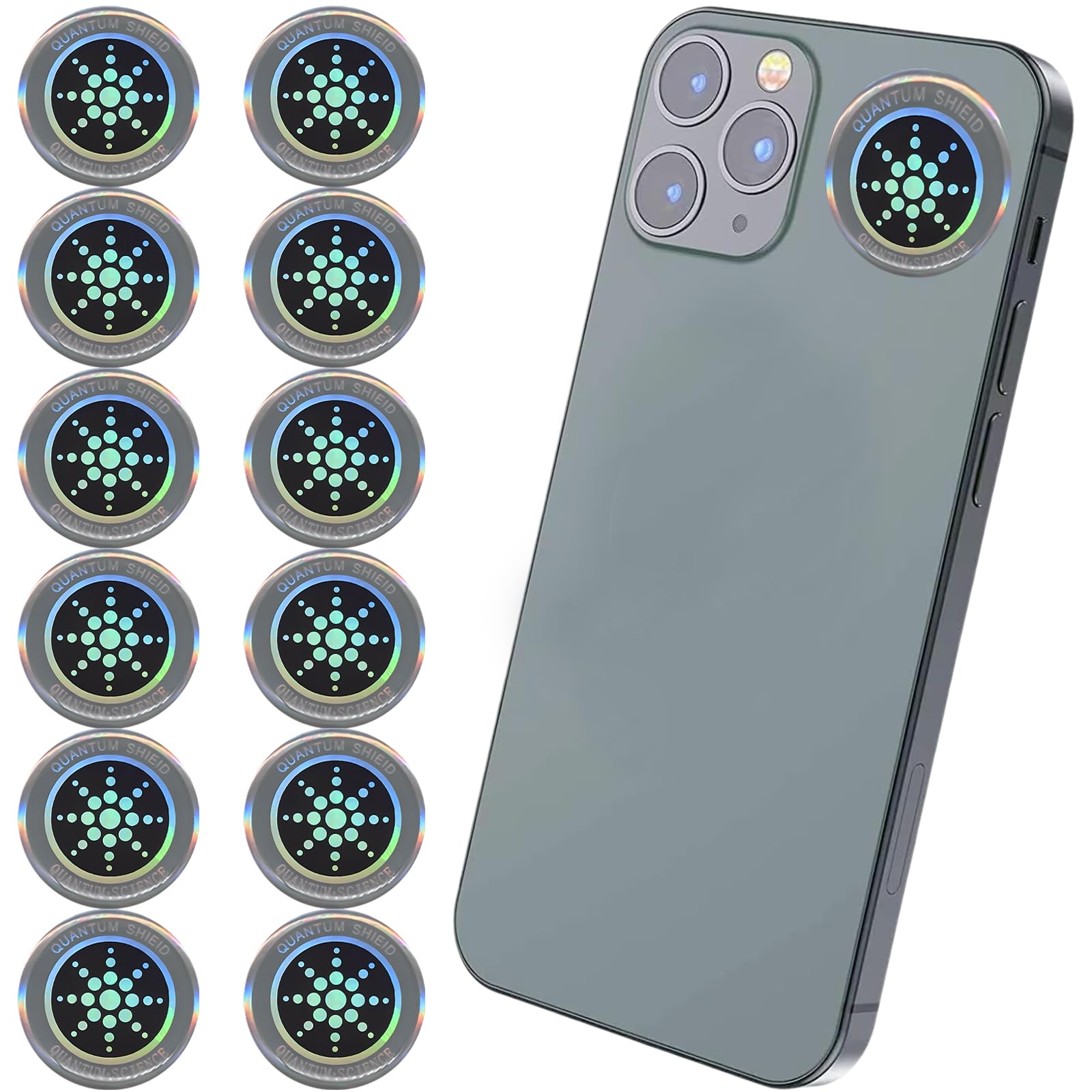 12 Pezzi Adesivi Protezione Radiazioni Cellulare, Emf Blocker Adesivi, Scudo Emf per Telefono/Tablet/Laptop/Computer/WiFi/Dispositivi Elettronici TV