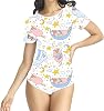 Cute Short Sleeve ABDL Onesie Baby Diaper LoverABDL Button Crotch Romper Bodysuit - Casual bule