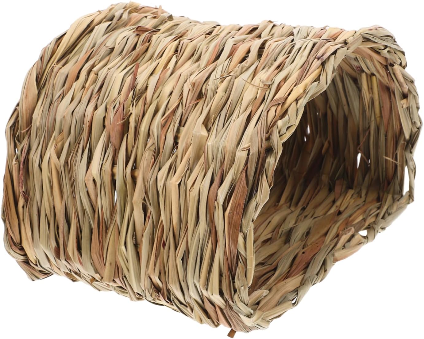 Handwoven Grass Tunnel Nest for Small Animals Safe Natural Hideout for Hamsters Chinchillas Expert Craftsmanship Multi-pet Compatibility for Play and Foraging Activities