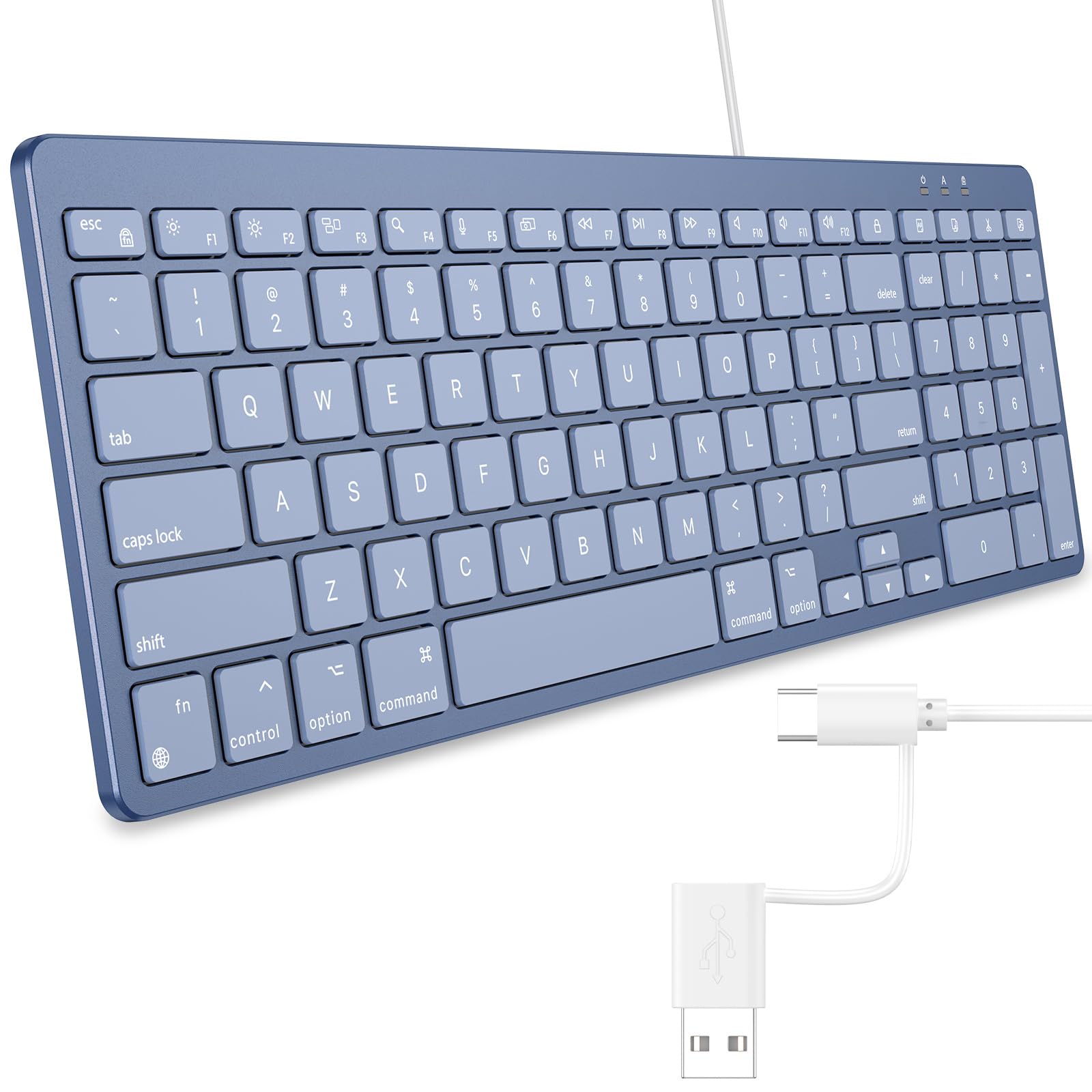OMOTON Wired Keyboard Compatible with Mac, with Dual Interface (USB and Type-C), Numeric Keypad Compatible with MacBook Pro/Air, iMac, Mac mini/Pro Laptop, Blue-picture-39