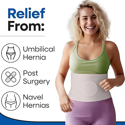 Miniatura 10 de Cinturón de hernia para hombres o mujeres  Cinturón de soporte de cintura inferior para hernias umbilicales y hernias de ombligo con almohadilla