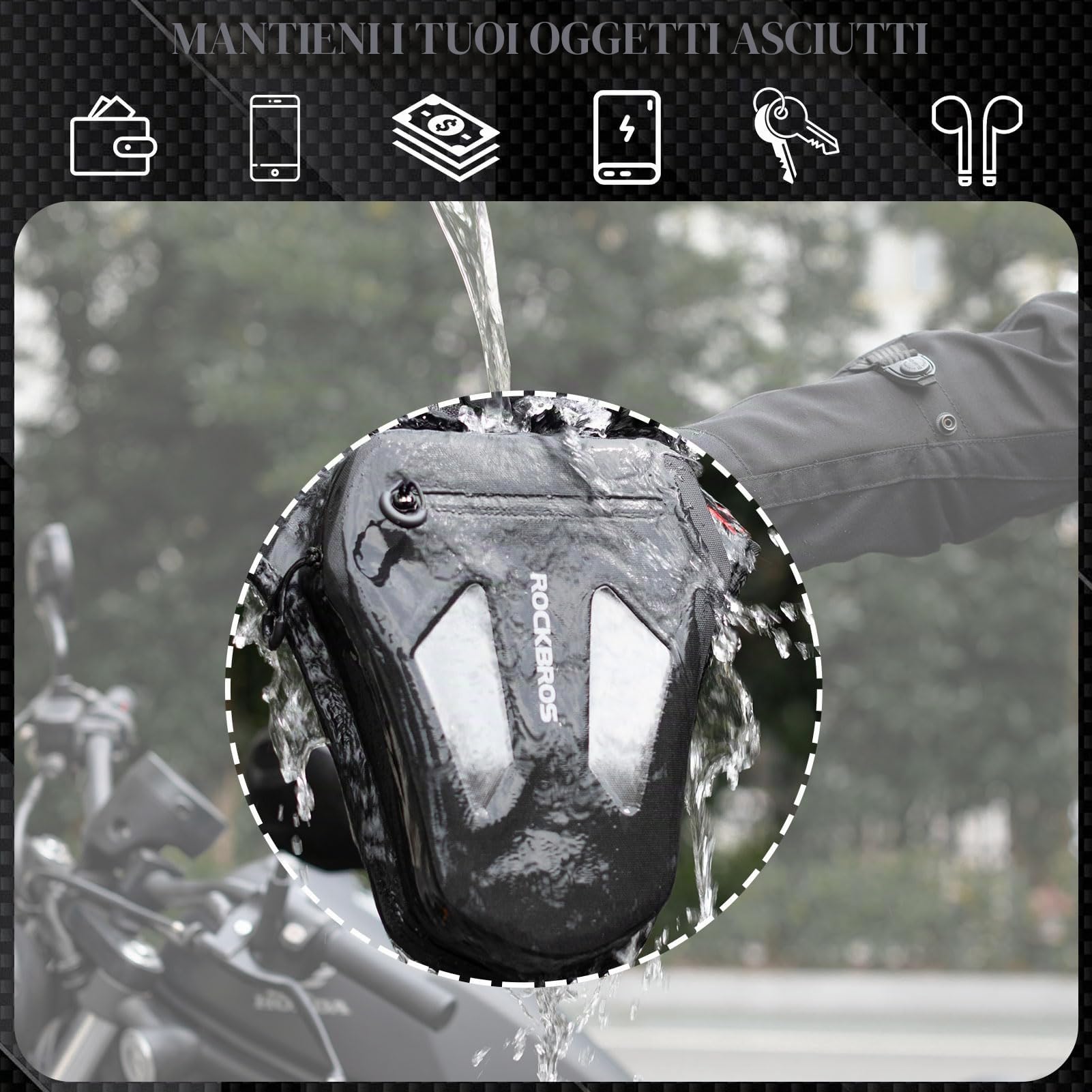 ROCKBROS Marsupio da Gamba Moto 1L, Marsupio Cosciale Traspirante | con Cinghia Regolabile e Rimovibile, Multi-Tasche Espandibile, Riflettente, Borsa Gamba Moto per Motociclismo Ciclismo