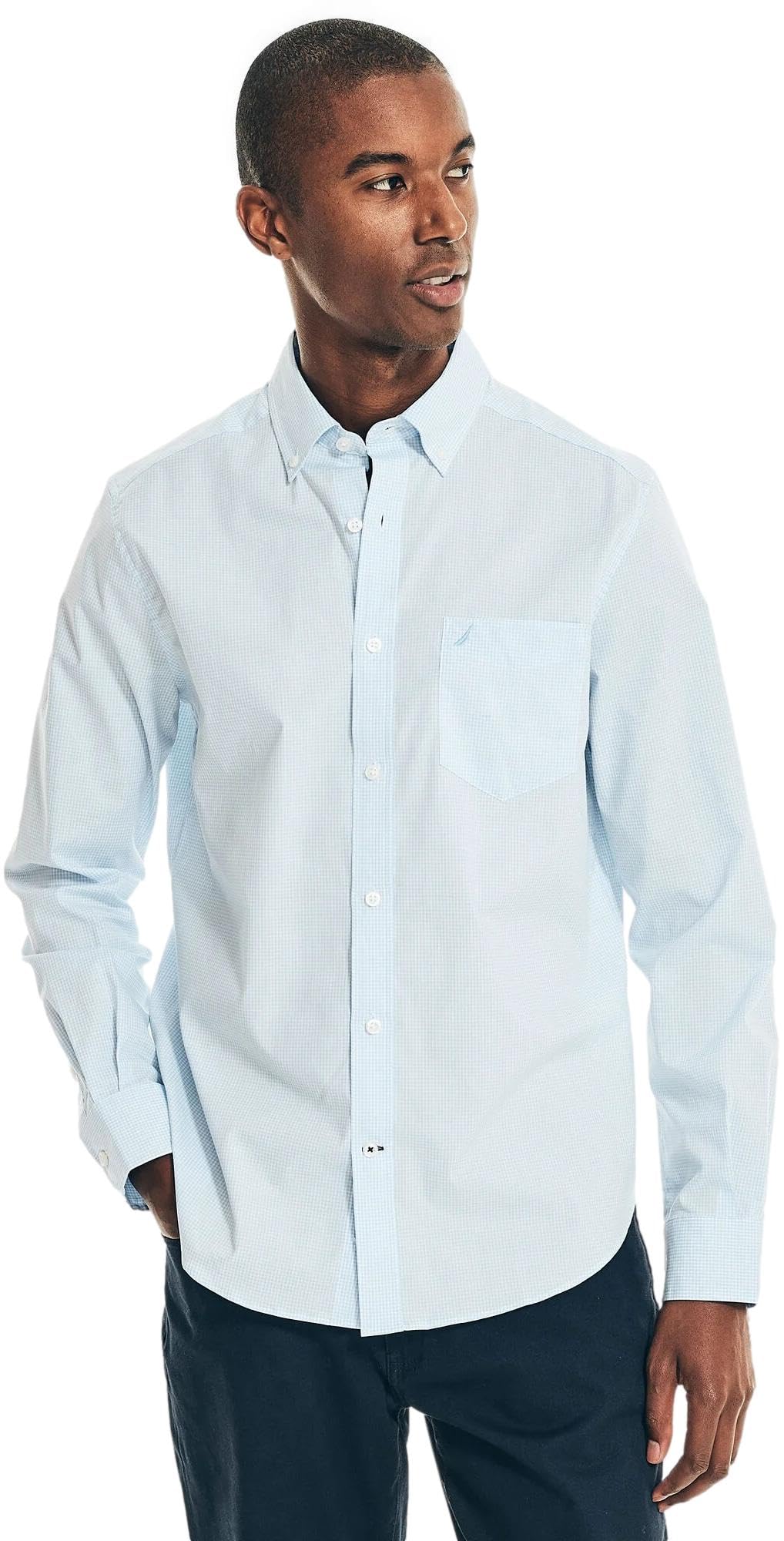 NauticaMen's Wrinkle Resistant Long Sleeve Button Front Shirt