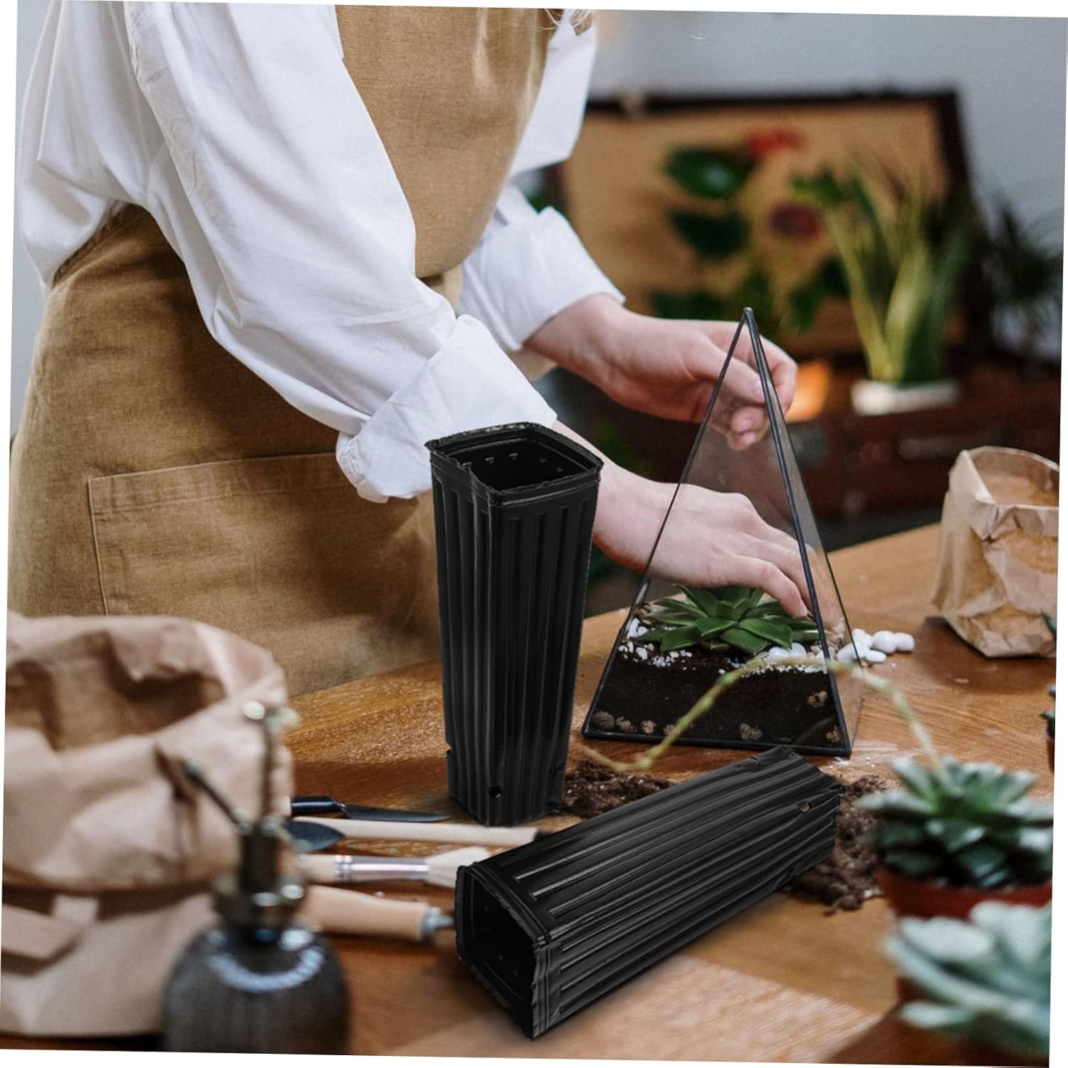 Mipcase 50pcs Thickened Black Planting Nursery Bags for Fruits Vegetables Flowers Aeration Grow Pouches with Root Breathability and Seedling Grow Bags for Healthier Plants