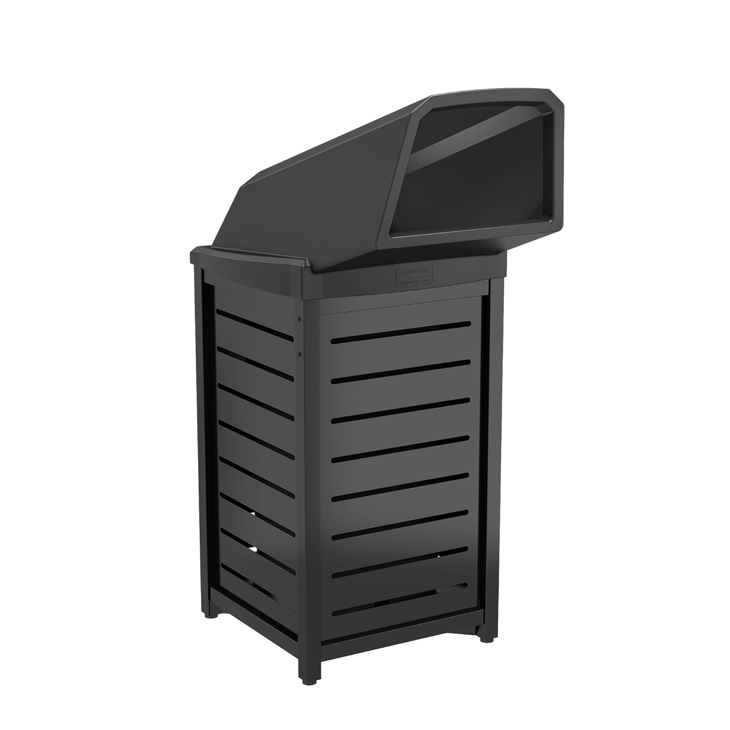 Suncast Commercial 30 Gallon Metal Outdoor Trash Can, Black