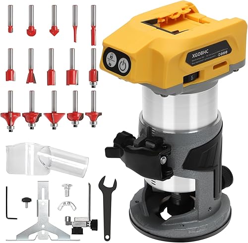 Herramienta de enrutador con batería DW de 20 V, enrutador de madera para 800 W 30000 RPM, 5 velocidades variables, enrutador inalámbrico de base