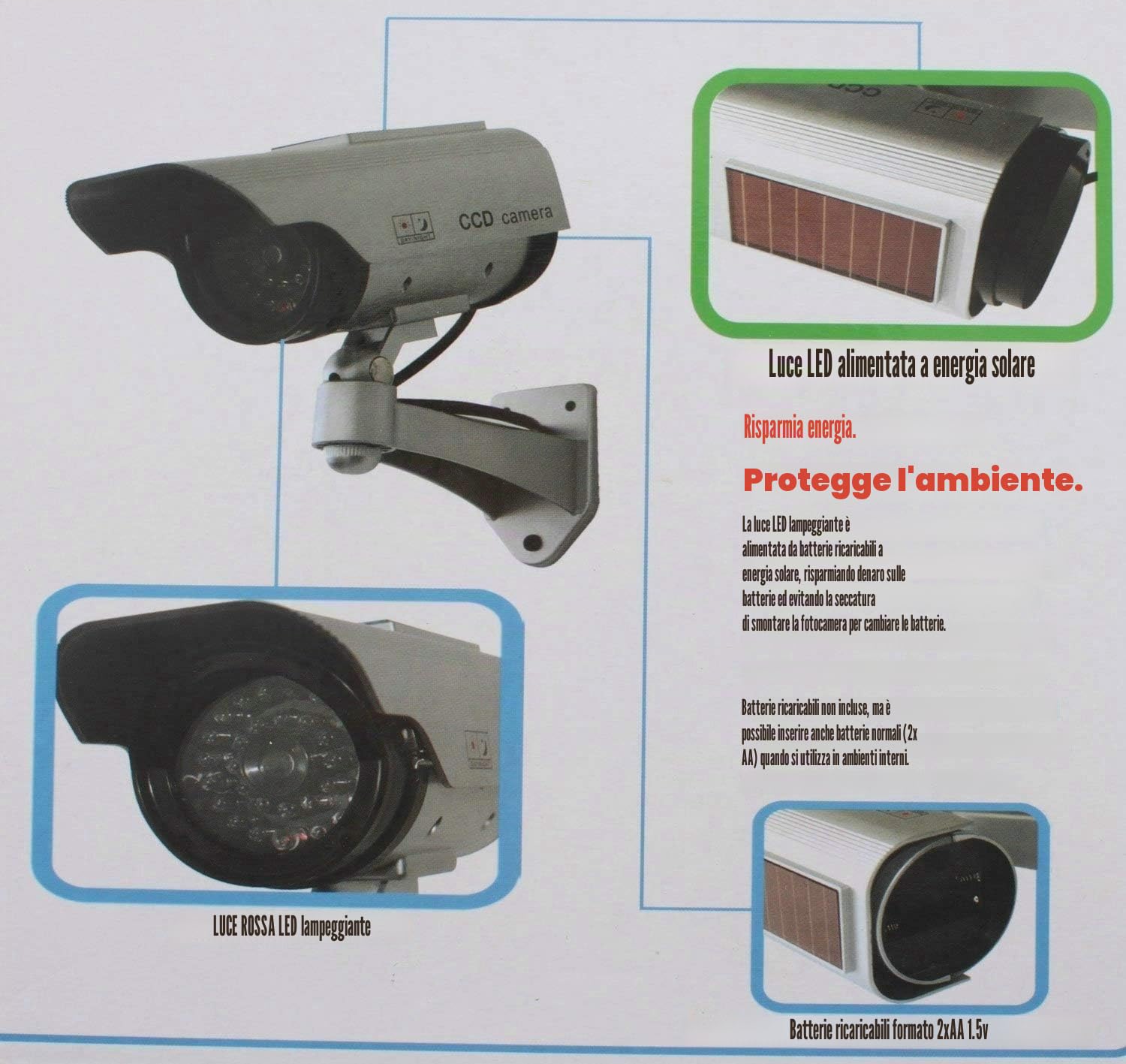 BW Finta telecamera di sicurezza alimentata a energia solare