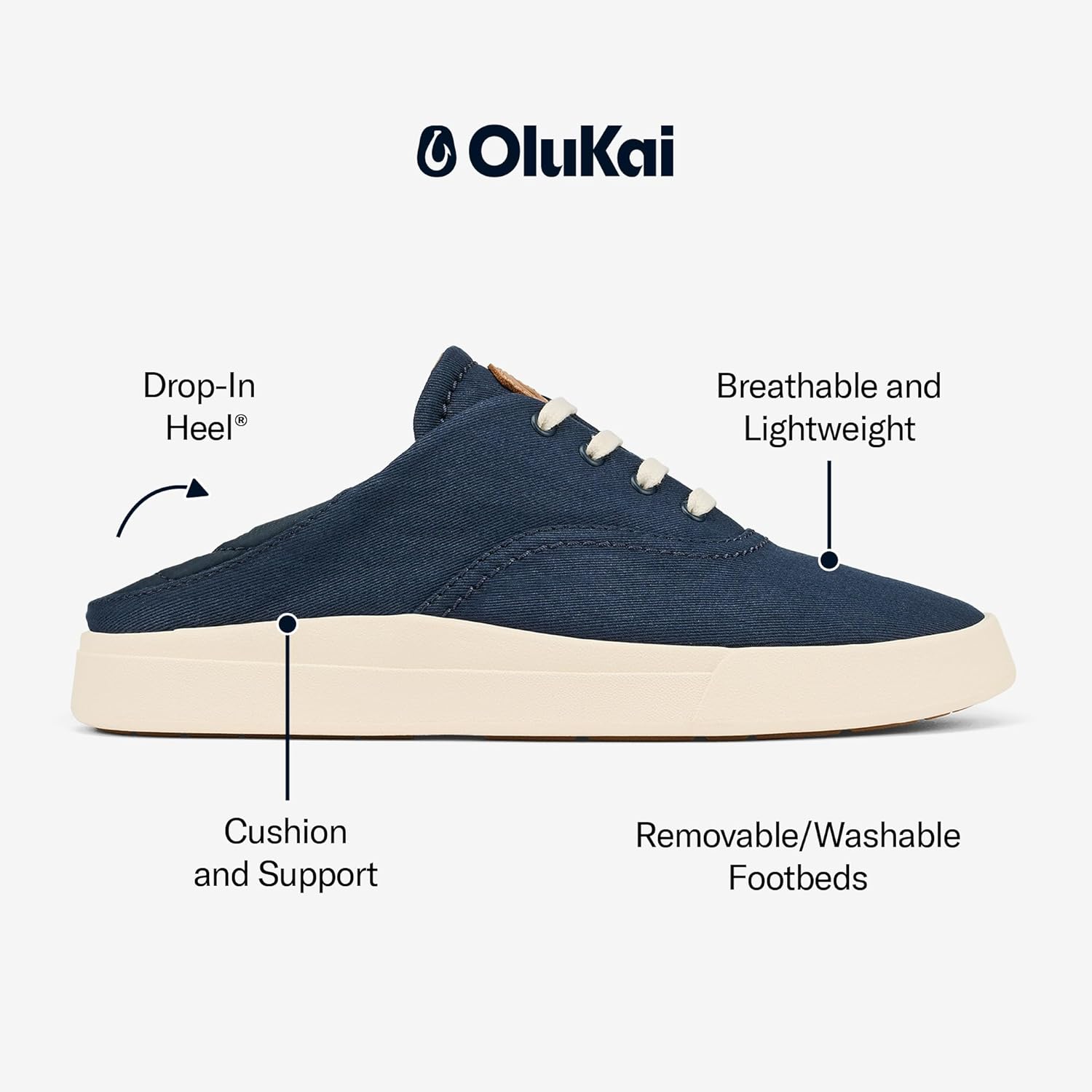 OLUKAI Kohu Women's Everyday Sneaker, Lightweight Canvas & Classic Lace-Up Design, All-Day Comfort & Support