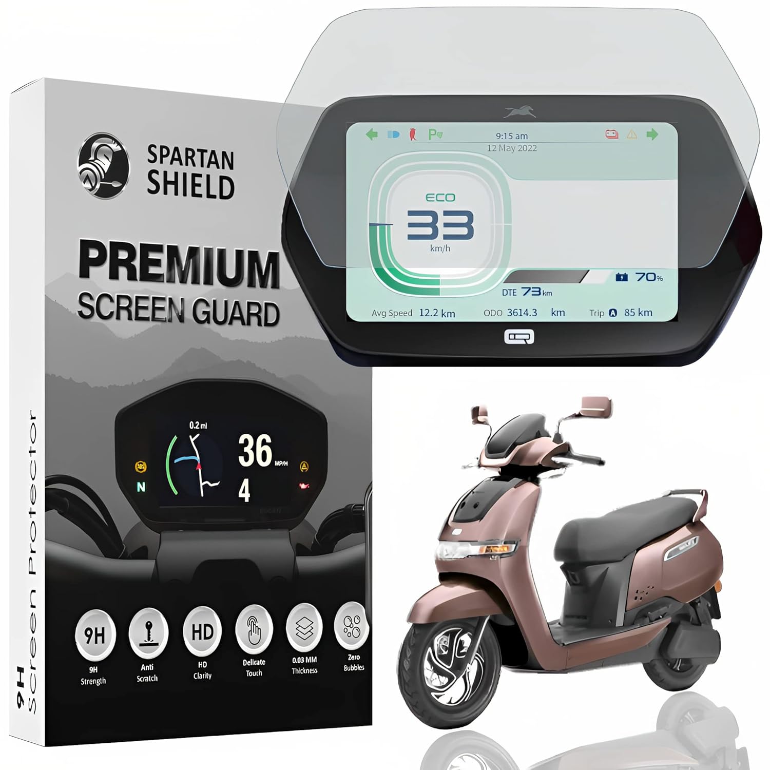 SPARTAN SHIELD Touch Screen Protector Compatible With TVS iQUBE S Smart