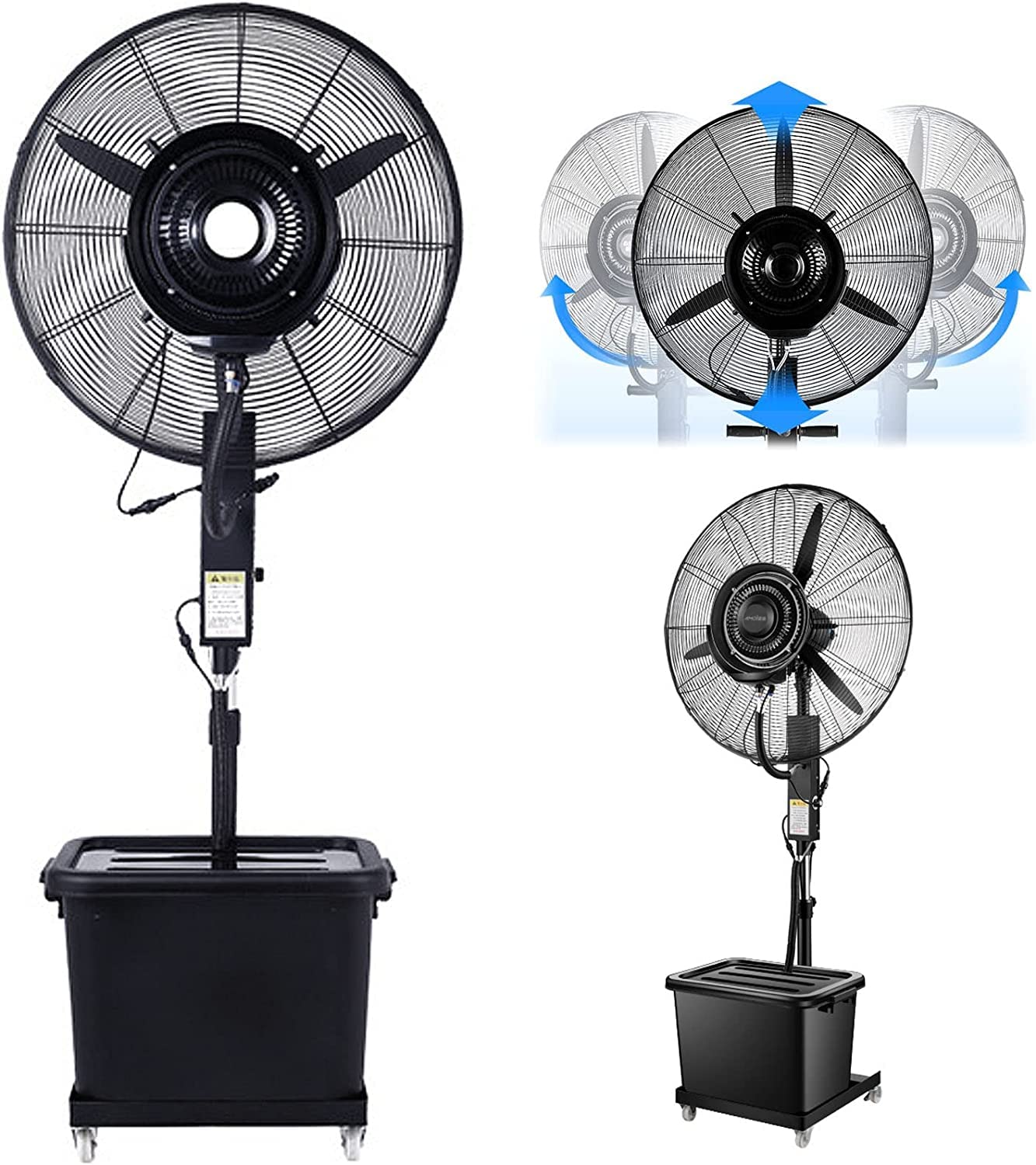 asdchZen Wall Mounted Remote Control Fan, 3 Speed Misting Outdoor Fan With 90°Oscillation, Commercial Cooling Mist Fan,80CM