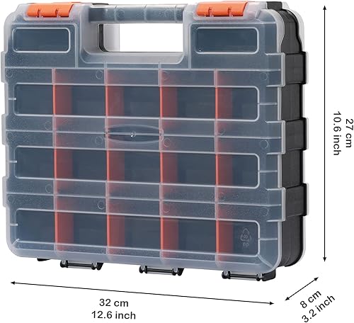 Miniatura 10 de AIRTOON Double Side Tool Organizer with Impact Resistant Polymer, Hardware Box Storage, Excellent for Screws,Nuts,Small Parts, 34-Compartment