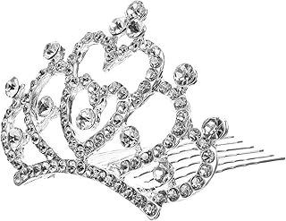 FRCOLOR Kids Crown Comb Tiara Hair Accessory Lightweight Glittering Crystal Headdress for Girls Birthday Parties Performances Pageants