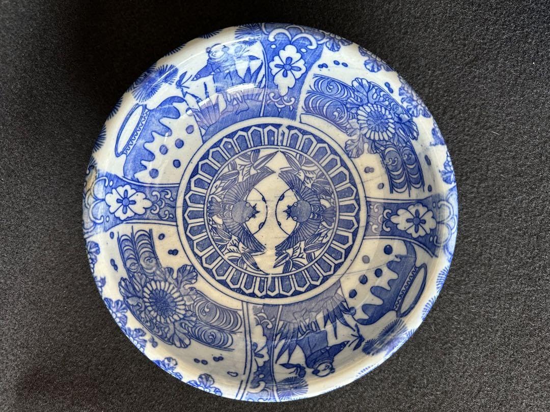 Amazon.co.jp: 古美術 古伊万里 印判 染付小鉢 ベロ藍3客 直径約