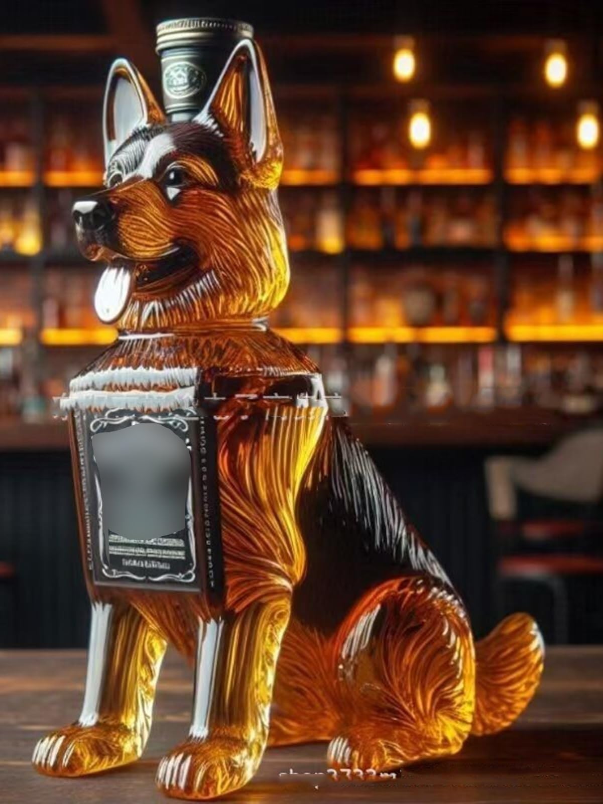 YDZYFFS 3D Whiskey Decanter Wine Bottles Art Statue Figurine - 300ML German Shepherd Whiskey Wine Bottle Sculpture, Animal Craft Bottles Liquor Decanters, Canine Whiskeys Decanters Statue(A)