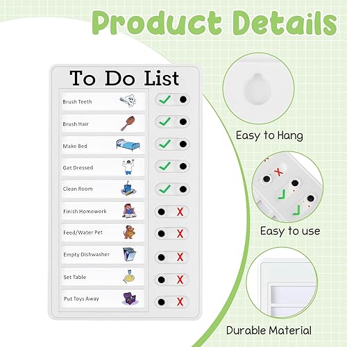 Miniatura 4 de Artoshin Juego de tablas de tareas para niños, tablero de lista de verificación diaria, planificador de rutina para el hogar, tableros de mensajes