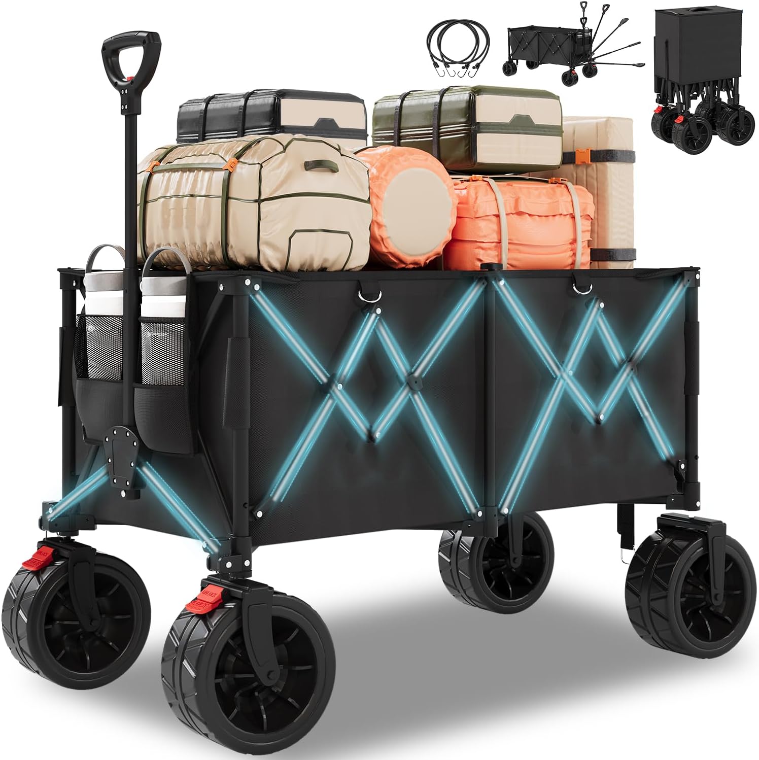 Chariot De Camping Pliable Summit - Capacité 50kg - Compact Avec Sangle élastique