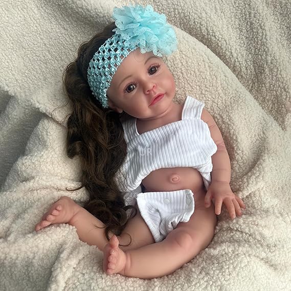 20 Inch Lifelike Reborn Baby Dolls, Soft Silicone Body Realistic Newborn Baby Girl Doll, Real Life Dolls Advanced Painted Gift White