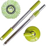 Spin Mop Replacement Handle, 47.6-inch 360 Degrees Rotating Telescopic Replacement Mop Stick with Robust Reinforced Plastic Disc for Spin Mop Bucket Cleaning System (Plastic Disc,Green)