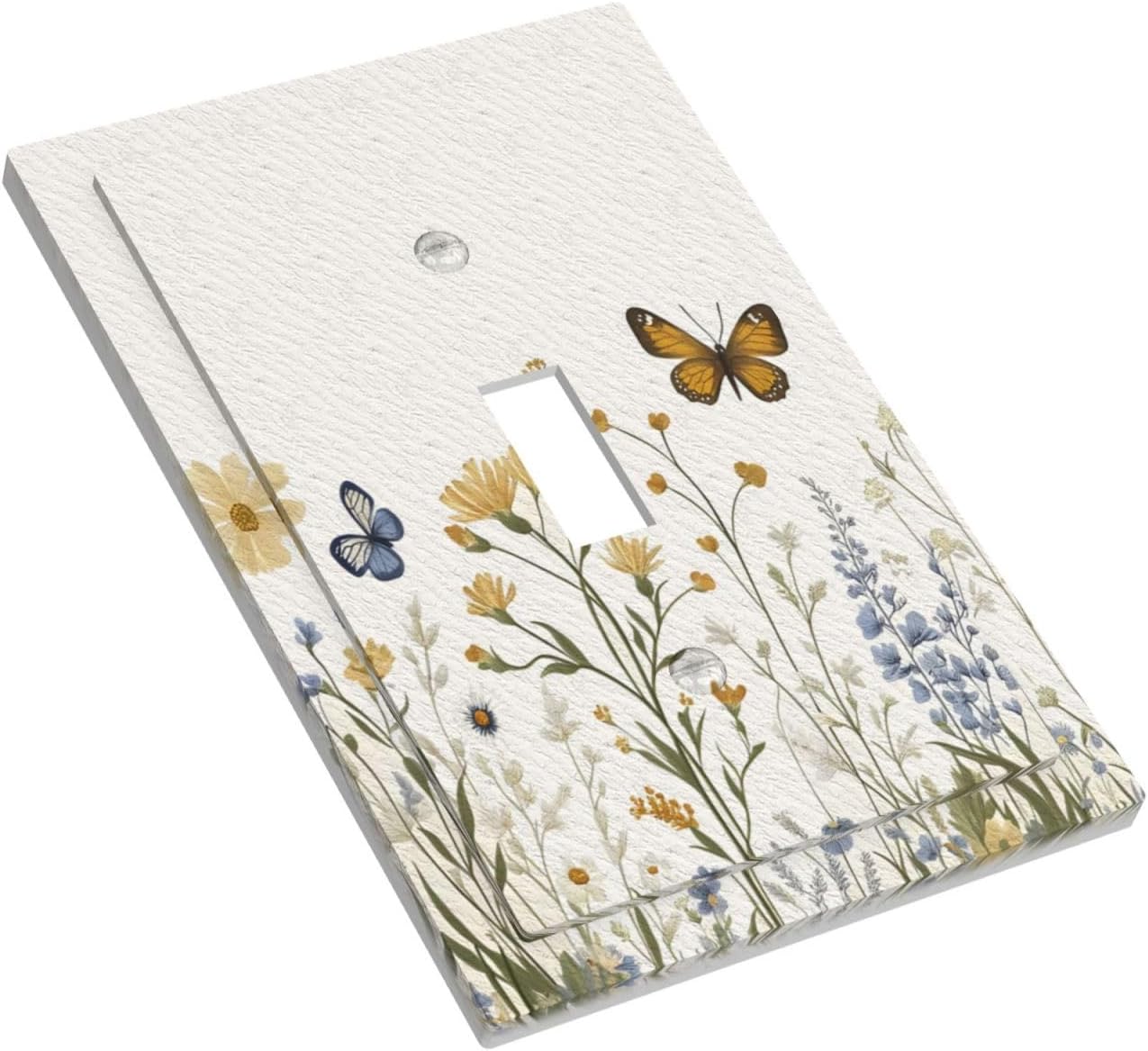 Decorative Light Switch Cover Plate Wildflower Butterfly Garden 1 Gang Single Toggle Wall Plates for Electrical Outlet Covers Switch Plate Covers Faceplate for Bedroom Home Decor