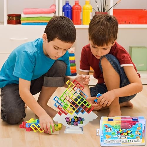 Miniatura 7 de GHTMONY Juego de 64 piezas de bloques de equilibrio apilables, juego de bloques de construcción, rompecabezas de equilibrio, juegos de mesa, regalos