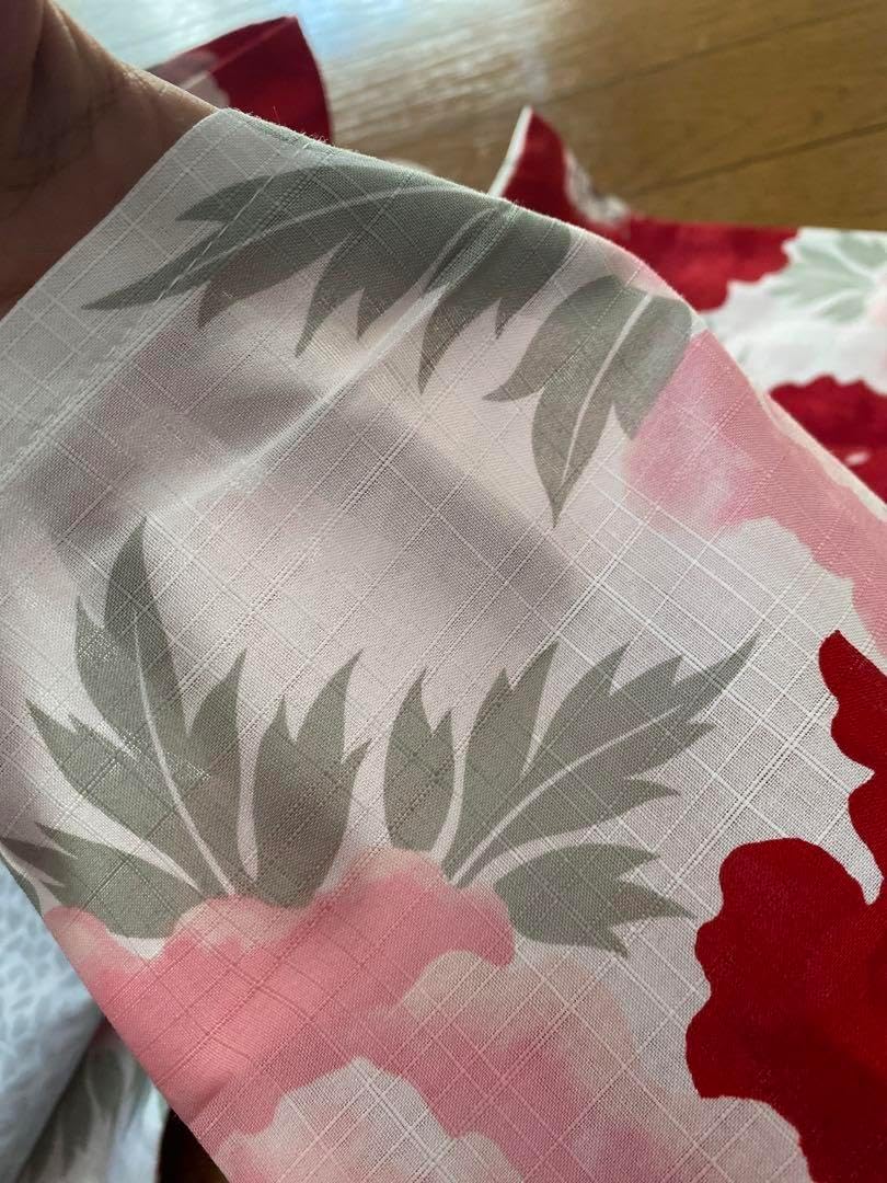 オール新品■変わり織り金魚×6花模様大人浴衣，半幅帯，特別帯留め付き４点セット 変わり織り金魚 6花模様大人浴衣，半幅帯，特別帯留め付き4点セット