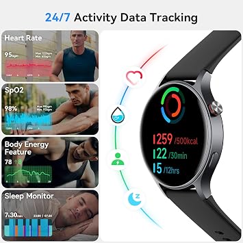 Smart Watch for Men Women, Answer/Make Call, 1.32'' AMOLED Ultra-Clear Screen Fitness Tracker with Heart Rate/Sleep/SpO2 Monitor, Smartwatch for iPhone/Samsung/Android, 110 Sport Mode, 3ATM Waterproof