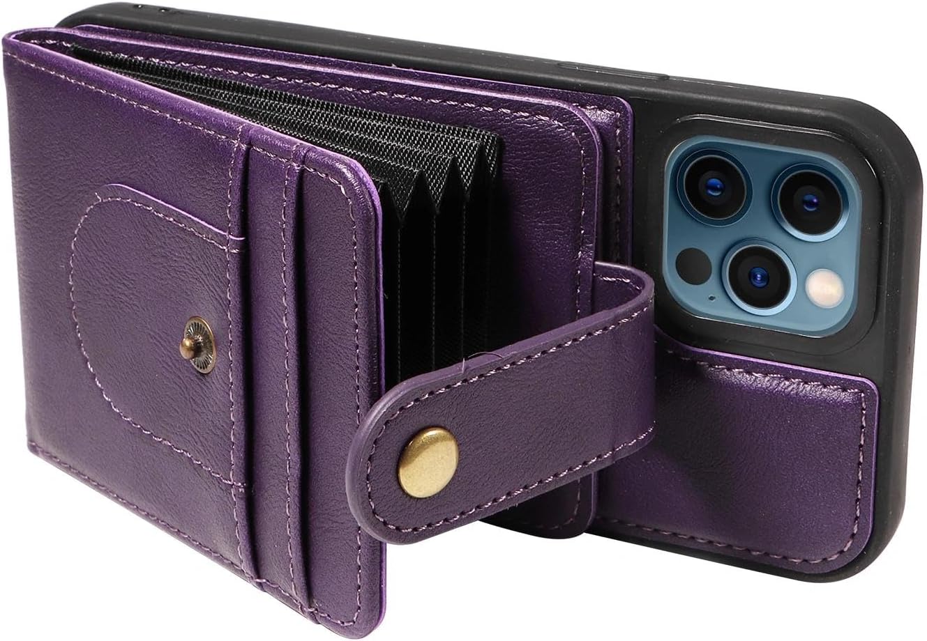Caseurban Compatible with Magsafe 2 in 1 Detachable Wallet Case for iPhone 12/12 Pro with Card Holder, Magnetic PU Leather RFID Blocking Kickstand Card Slots Case Shockproof Protective Phone Cover