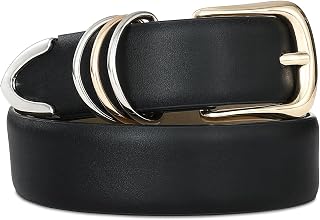 RISANTRY Women's Leather Belts with Metal Buckle Fashion Ladies Waist Belt