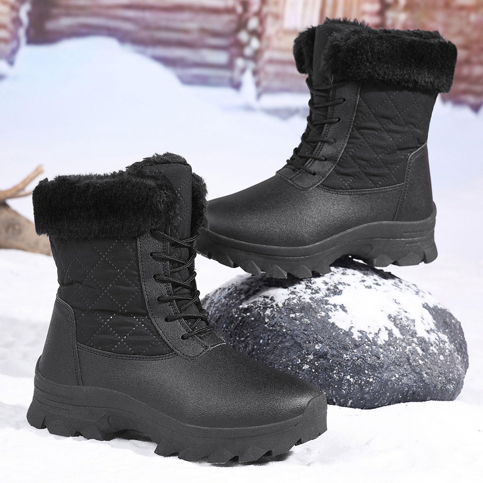 2026 Stivali da Neve Donna Scarpe Sci Invernali, Caldi, Isolati, Foderati, Antiscivolo, Termiche Comode per Il Freddo Scarponi Uomo Impermeabili Stivaletti con Pelliccia