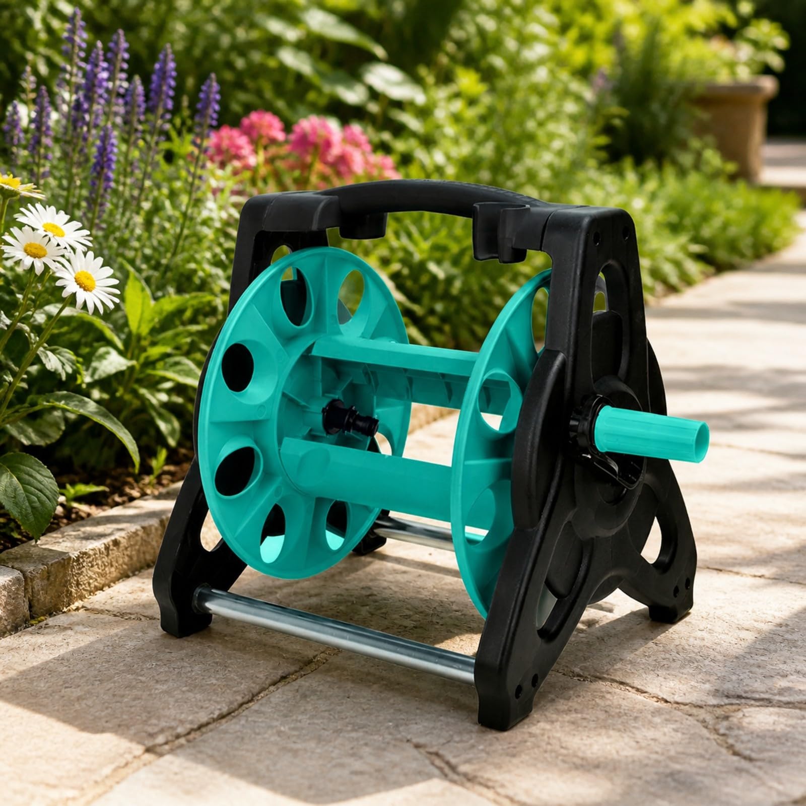 Carrello Avvolgitubo Resistente | Stabile, Robusto, Attrezzatura, per Cortile, Lavaggio Auto, Giardinieri, Arancio+, 25M