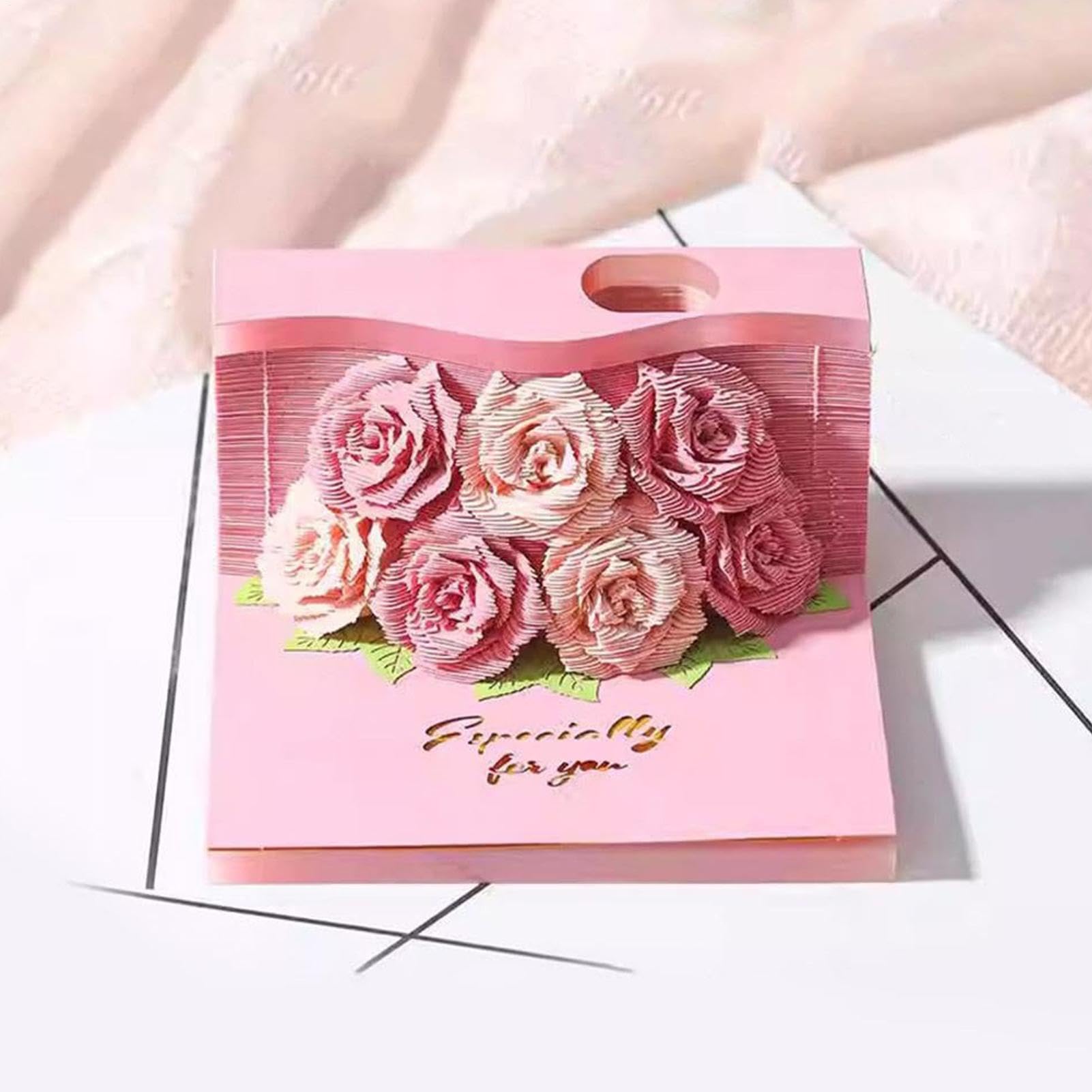 Calendrier de table 2025 - Bloc-notes 3D avec motif floral sculpté en